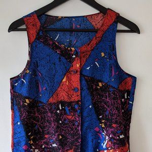 Retro Sleeveless Button-Up Blouse